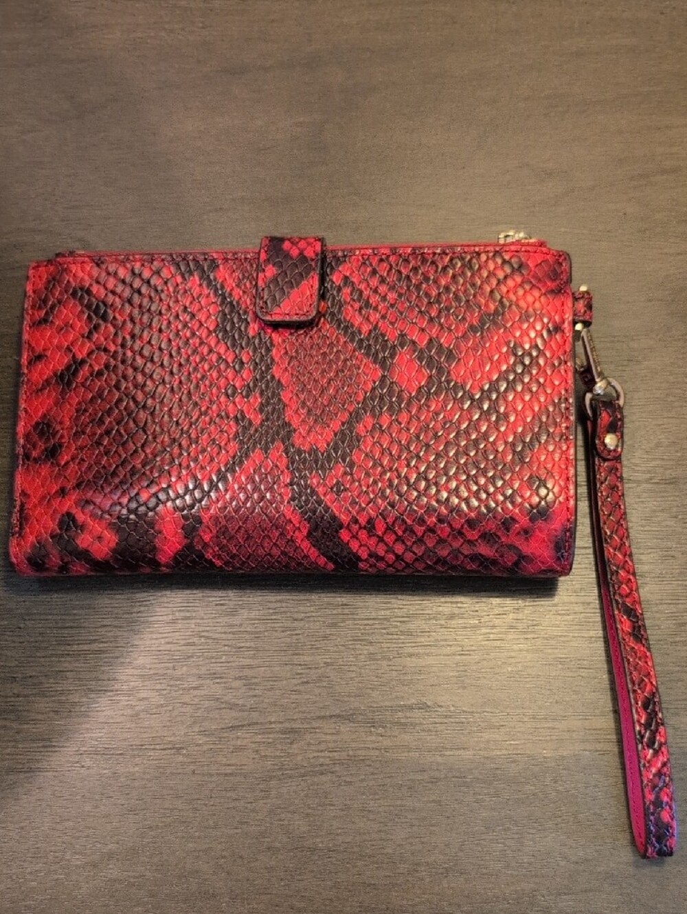 Michael Kors Red Snake-Print Wristlet with Gold Hardware - Picture 7 of 7